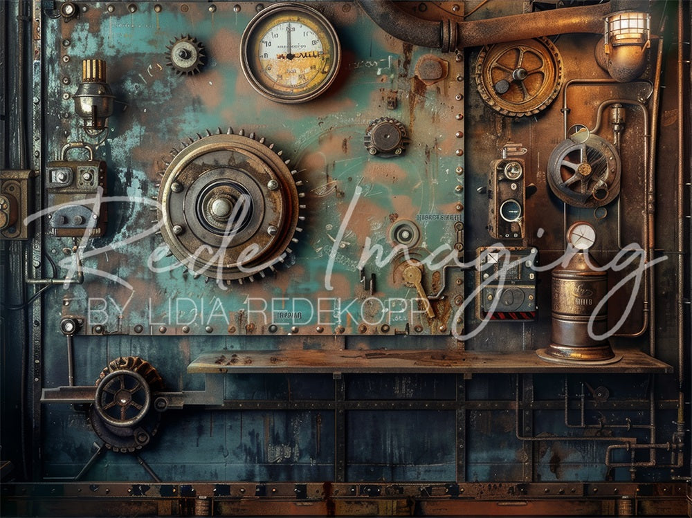 Kate Vintage Factory Steampunk Metal Wall Backdrop Designed by Lidia Redekopp