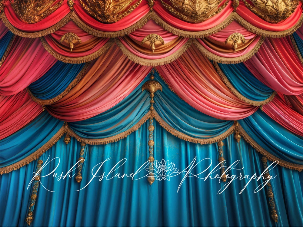 Kate Vintage Colorful Theater Curtain Backdrop Designed by Laura Bybee