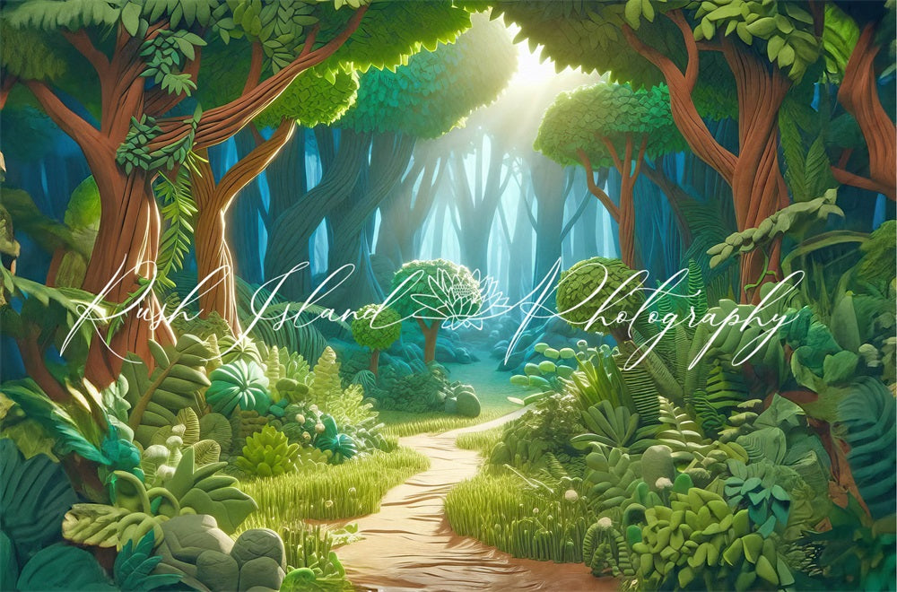 Kate Fantasy Cartoon Green Forest Road Backdrop Designed by Laura Bybee