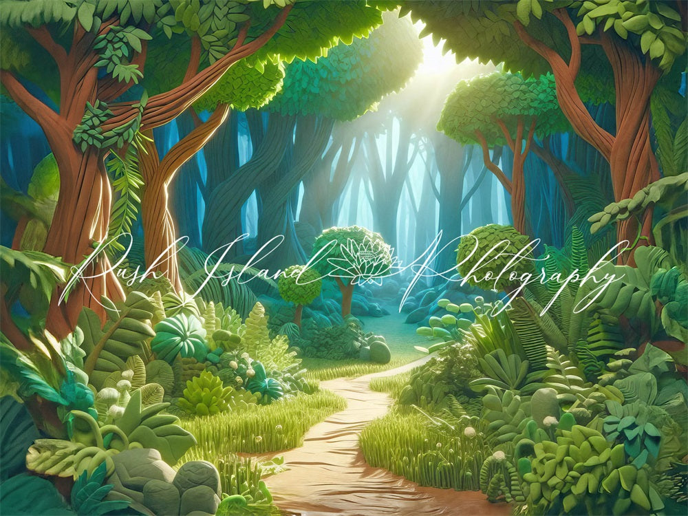 TEST Kate Fantasy Cartoon Green Forest Road Backdrop Designed by Laura Bybee