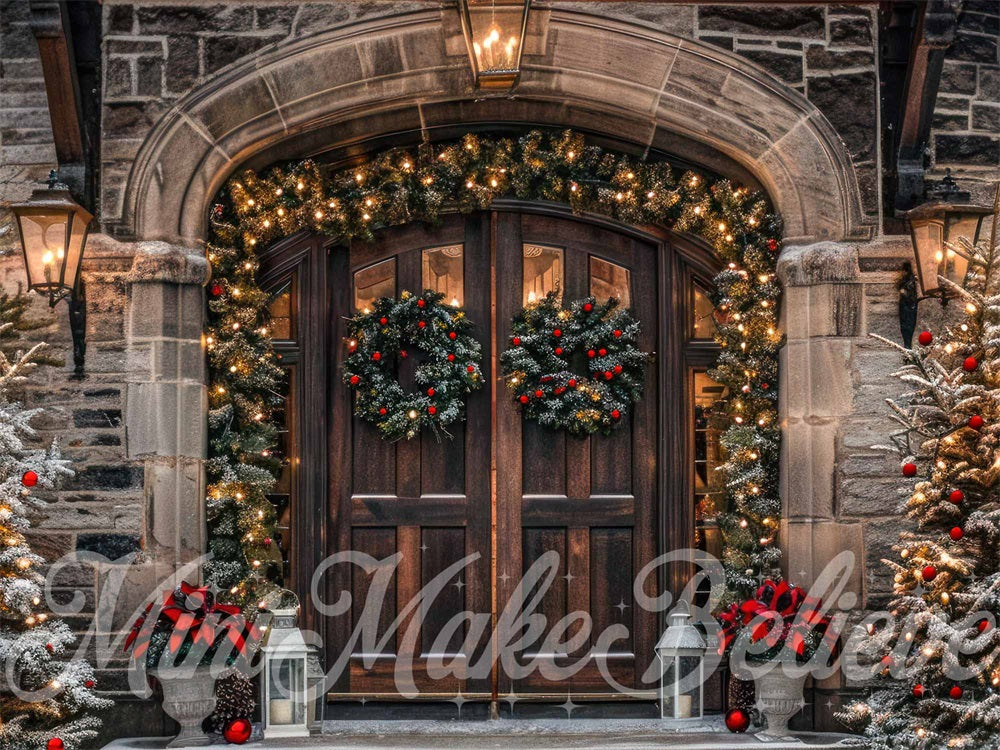 Kate Christmas Brown Arched Stone Castle Door Backdrop Designed by Mini MakeBelieve