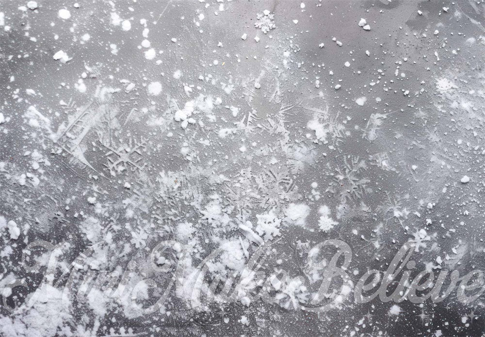 Winter White Snow Gray Concrete Floor Achtergrond Ontworpen door Mini MakeBelieve