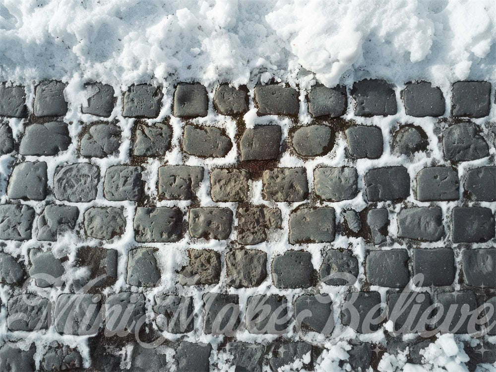 Sfondo Invernale Neve Grigia Pavimento Selciato Disegnato da Mini MakeBelieve