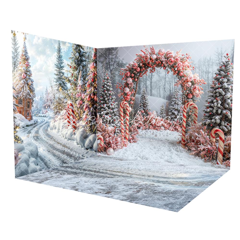 Kate Winter Forest Christmas Tree Beautiful Red Decoration Arch Room Set