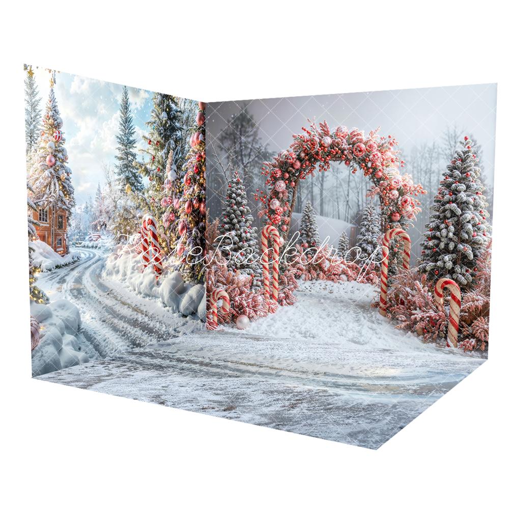 Kate Winter Forest Christmas Tree Beautiful Red Decoration Arch Room Set