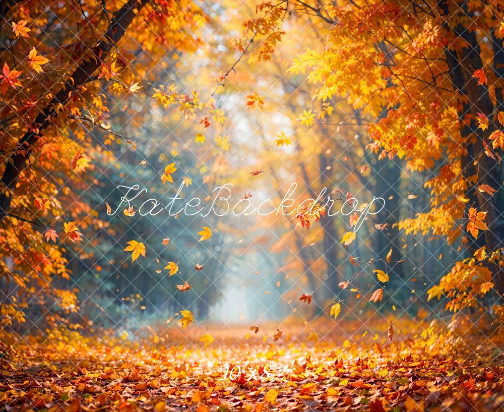 Kate Autumn Maple Forest Fallen Leaves Backdrop Designed by Emetselch