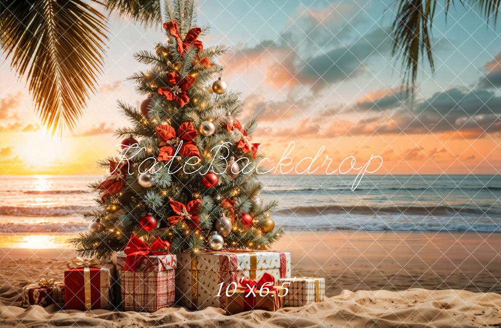 Kate Sea Beach Christmas Tree Backdrop Designed by Emetselch