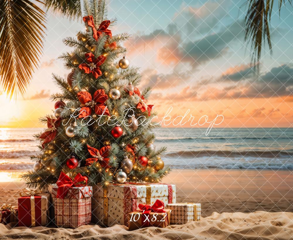 Kate Sea Beach Christmas Tree Backdrop Designed by Emetselch