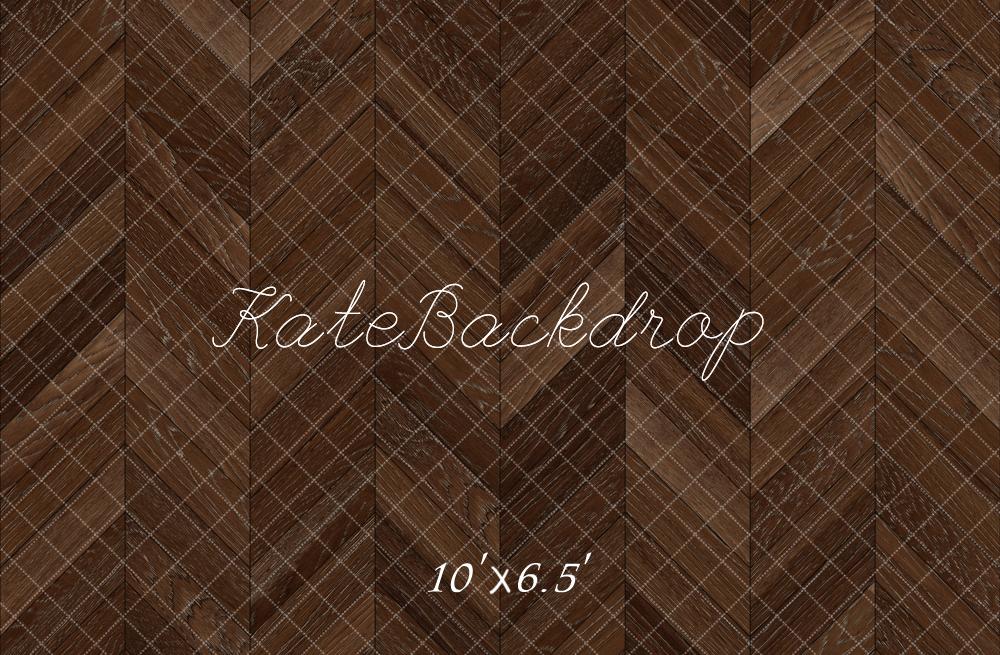 Kate Dark Brown Herringbone Wood Floor Backdrop Designed by Kate Image