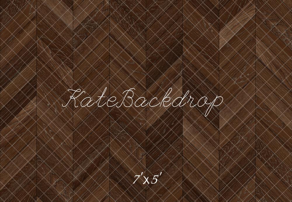 Kate Dark Brown Herringbone Wood Floor Backdrop Designed by Kate Image