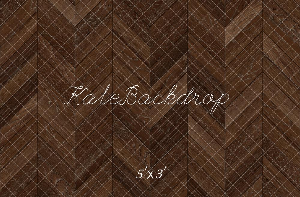 Kate Dark Brown Herringbone Wood Floor Backdrop Designed by Kate Image