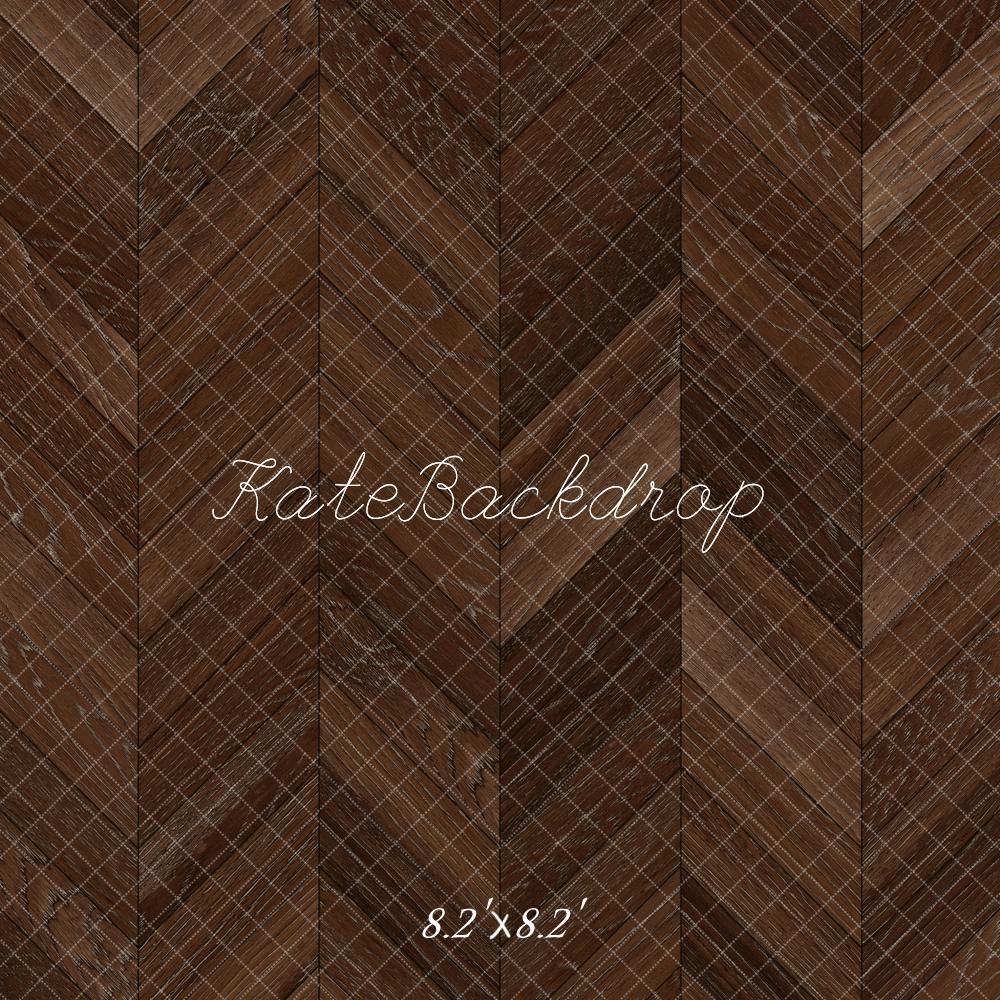 Kate Dark Brown Herringbone Wood Floor Backdrop Designed by Kate Image