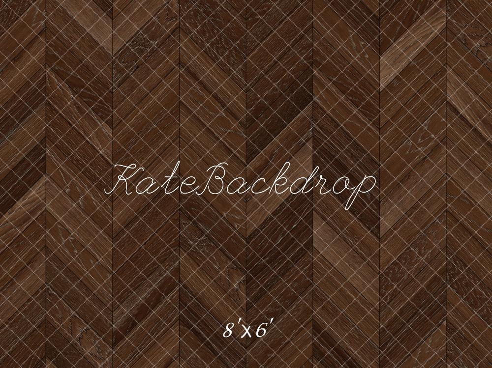 Kate Dark Brown Herringbone Wood Floor Backdrop Designed by Kate Image