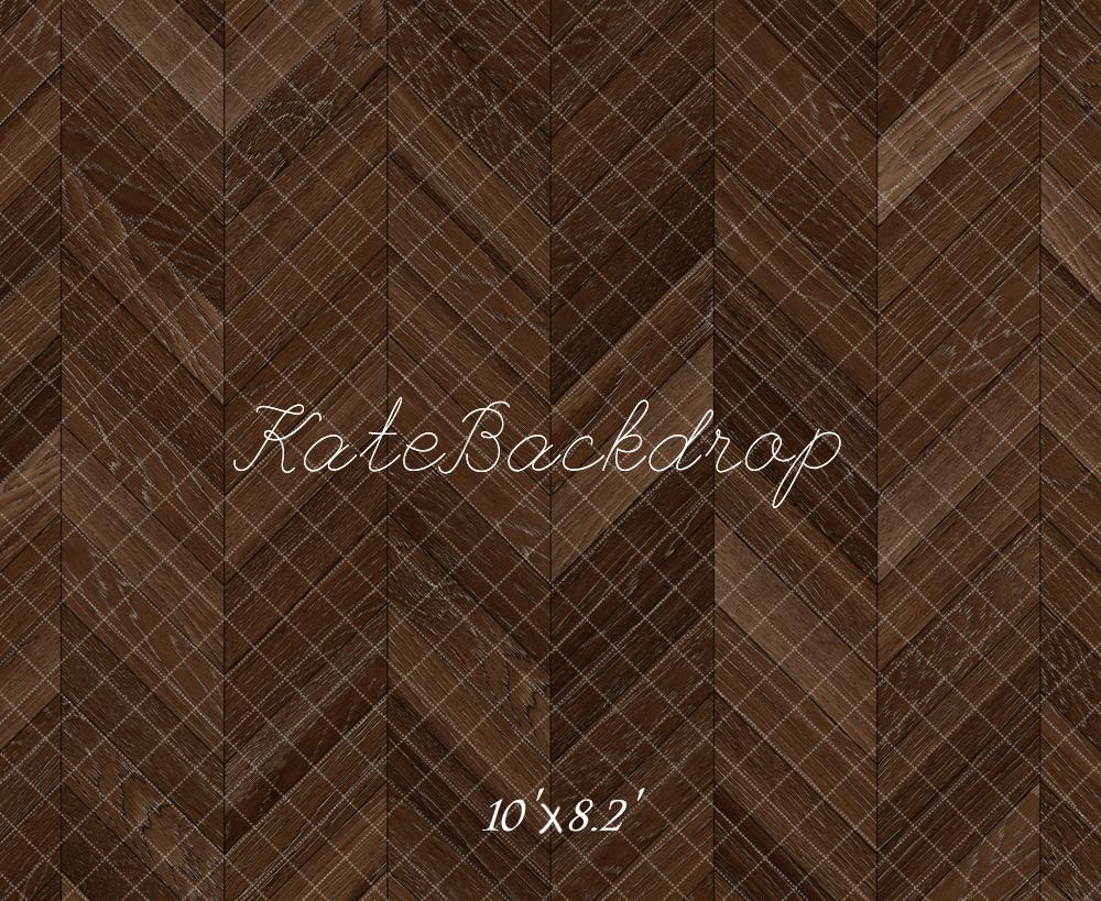 Kate Dark Brown Herringbone Wood Floor Backdrop Designed by Kate Image