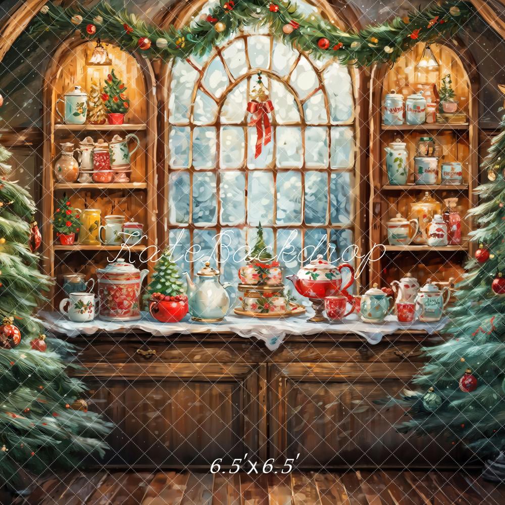 Árbol de Navidad Acuarela Retro Fondo de Cocina Diseñado por GQ