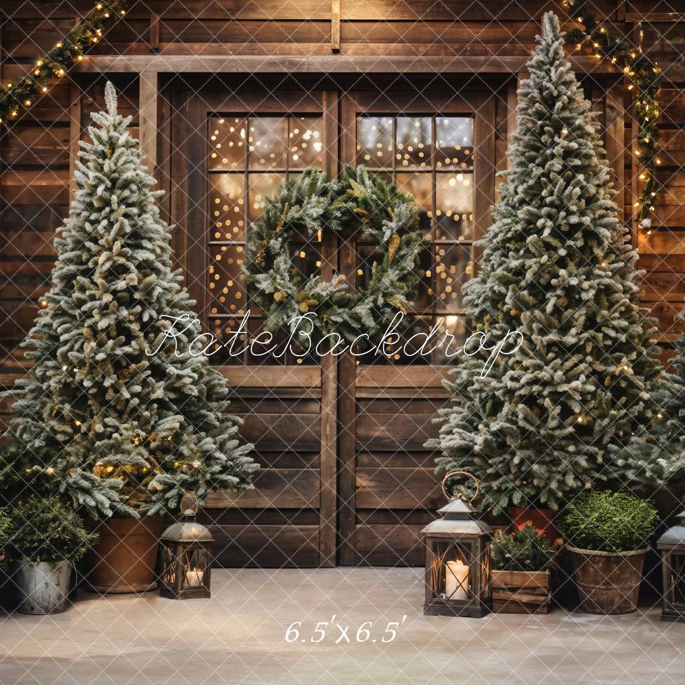 Kate Christmas Tree Outdoor Brown Wooden Barn Backdrop Designed by Emetselch