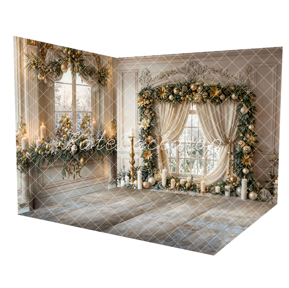 Ventana con arco vintage de Navidad en blanco - Set de habitación