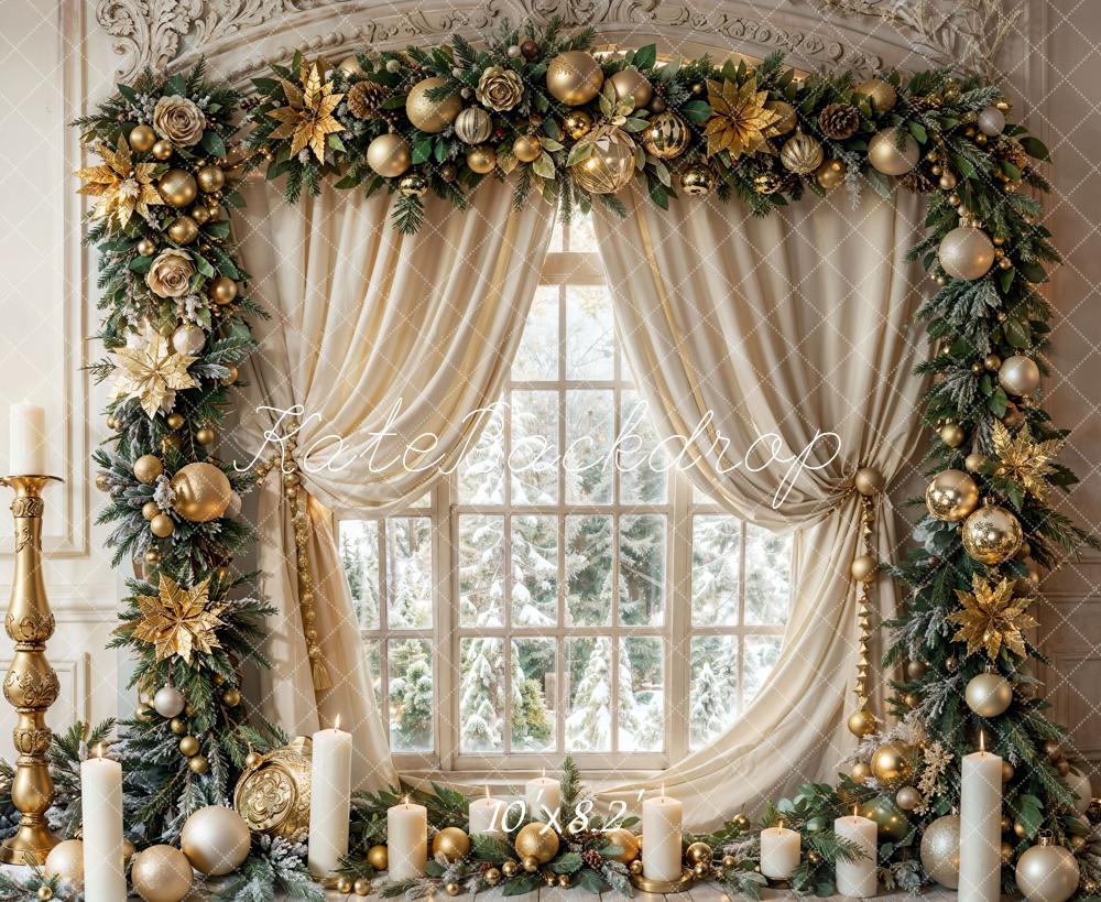 Kate Christmas Vintage White Marble Framed Window Backdrop Designed by Emetselch