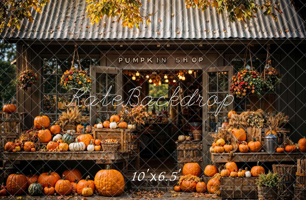 Kate Fall Outdoor Forest Black Pumpkin Shop Backdrop Designed by Chain Photography