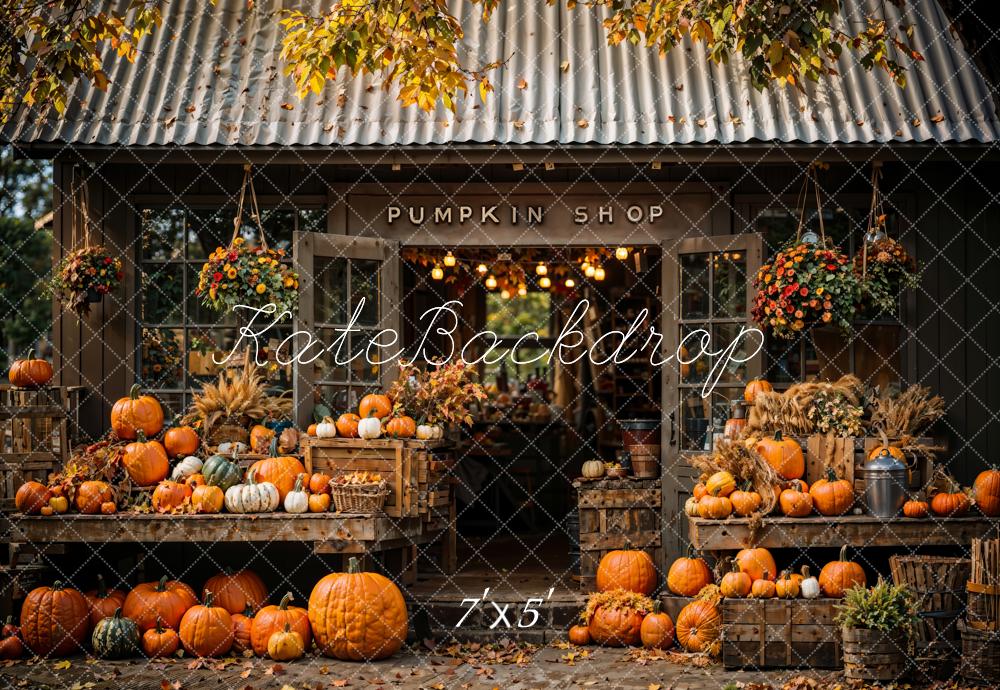 Kate Fall Outdoor Forest Black Pumpkin Shop Backdrop Designed by Chain Photography