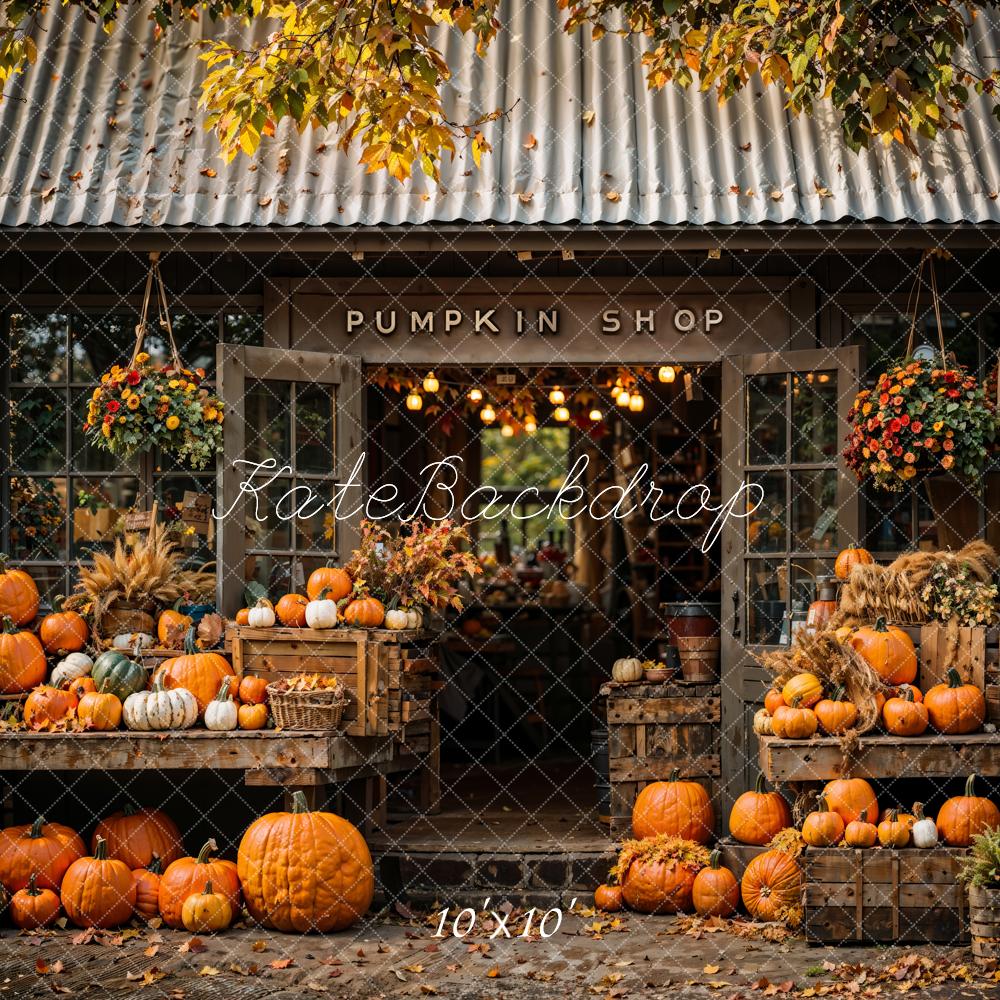 Herfst Buitenuitbeelding Zwarte Pompoenwinkel Foto Achtergrond Ontworpen door Chain Photography