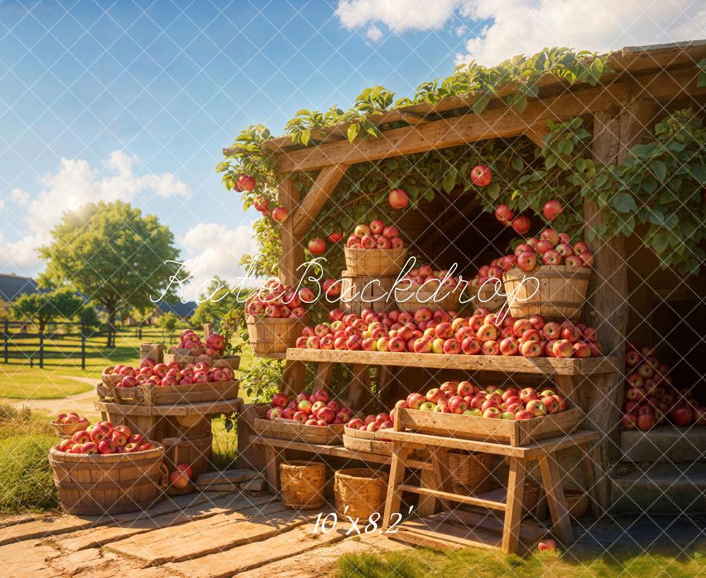 Kate Fall Forest Country Outdoor Apple Stand Backdrop Designed by Emetselch