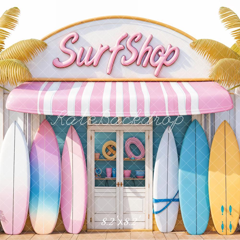 Fondo de tienda de surf colorida en la playa de verano del mar - Diseñado por Emetselch