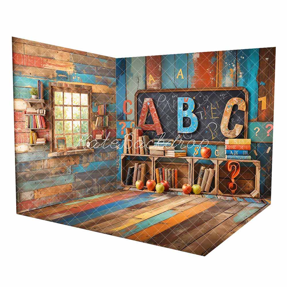 Kate Back to School Book Blackboard Colorful Wooden Wall Room Set