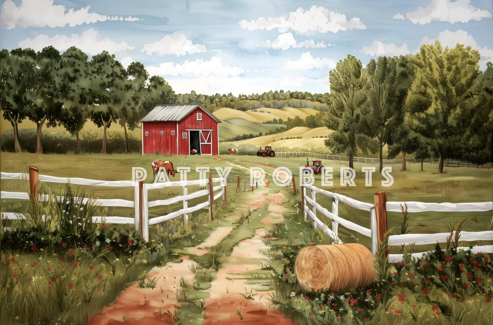 Kate Summer Outdoor Forest Farm Red House Backdrop Designed by Patty Robert