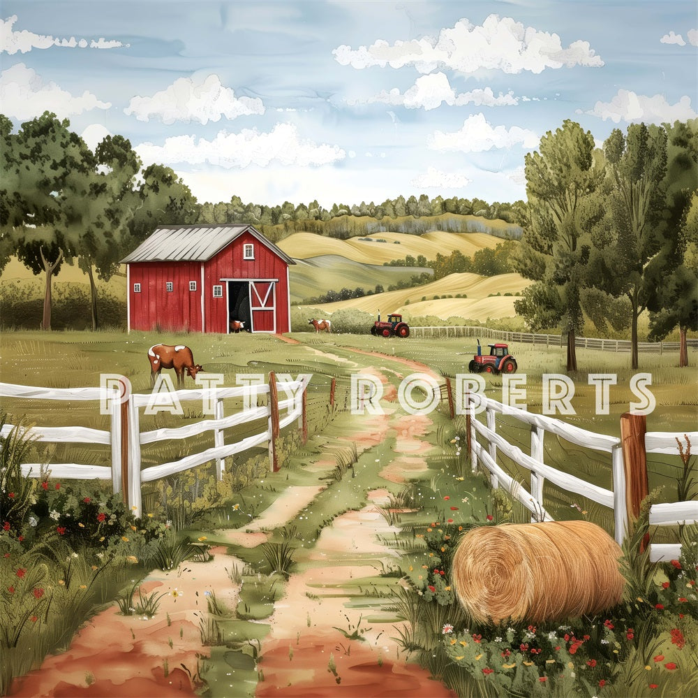 Kate Summer Outdoor Forest Farm Red House Backdrop Designed by Patty Robert