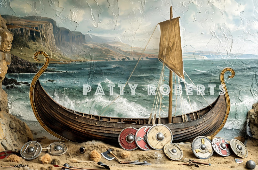 Kate Retro Nautical Adventure Pirate Boat Backdrop Designed by Patty Robert