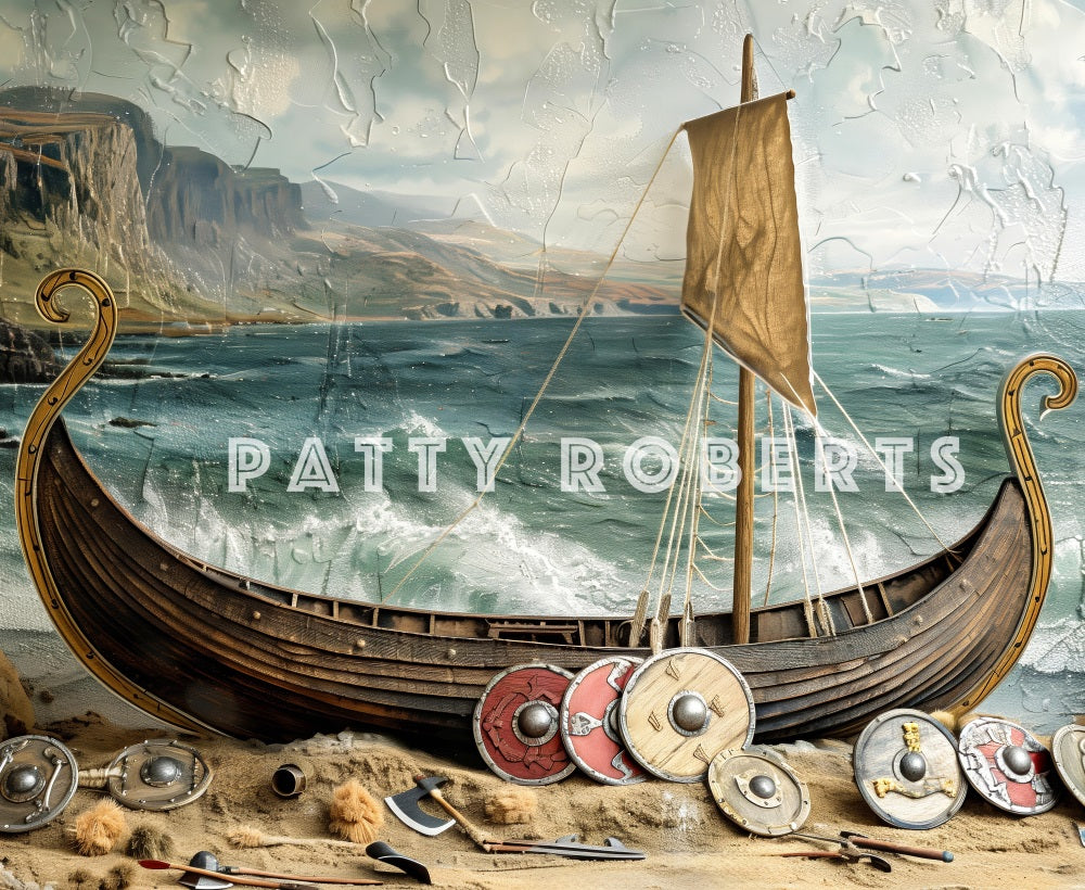 Kate Retro Nautical Adventure Pirate Boat Backdrop Designed by Patty Robert