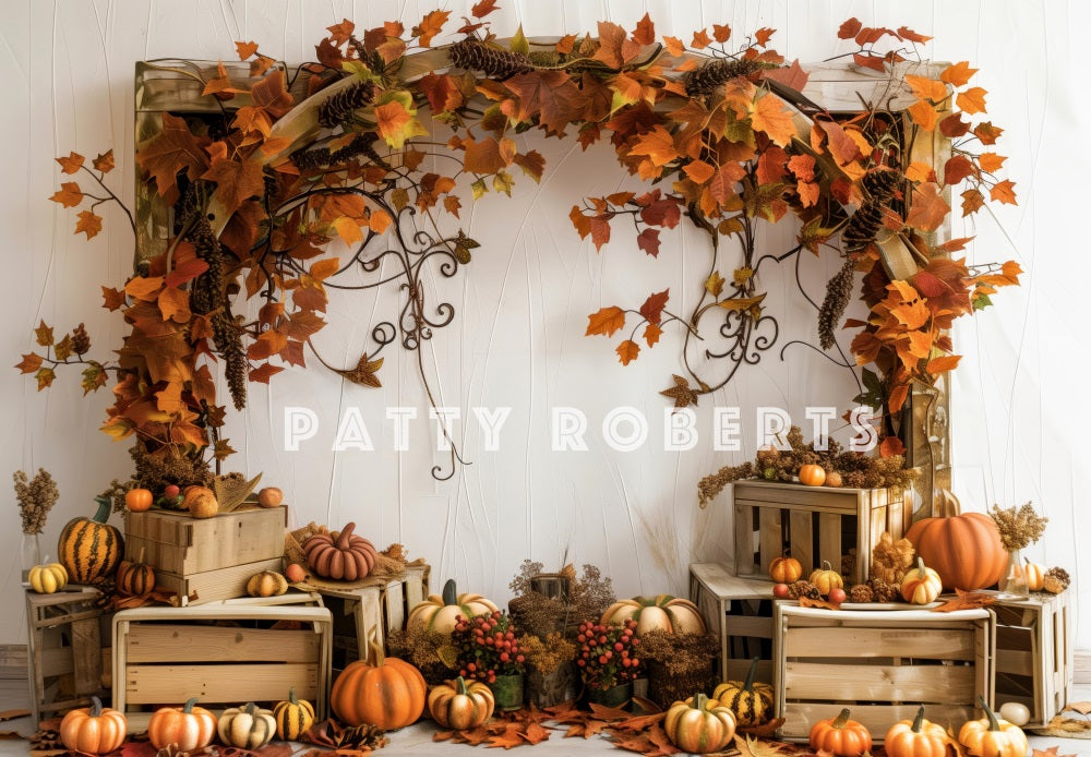 Kate Fall Pumpkin Maple Leaf Wooden Arch Backdrop Designed by Patty Robert