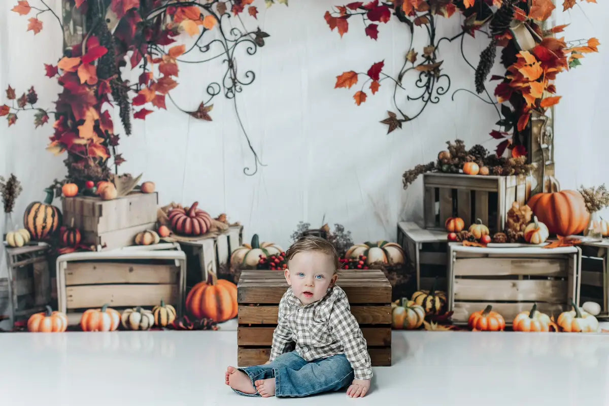 Kate Fall Pumpkin Maple Leaf Wooden Arch Backdrop Designed by Patty Robert