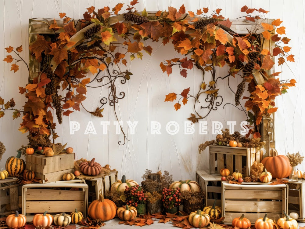 Kate Fall Pumpkin Maple Leaf Wooden Arch Backdrop Designed by Patty Robert