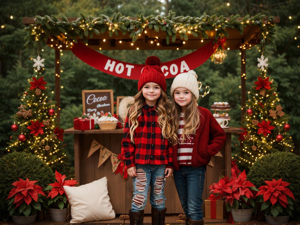 Kate Christmas Garden Hot Cocoa Booth Backdrop Designed by Emetselch