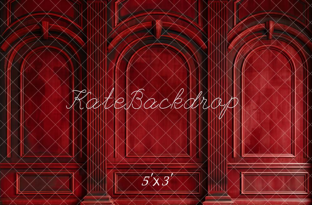 Kate Dark Red Retro Arch Wall Backdrop Designed by Chain Photography