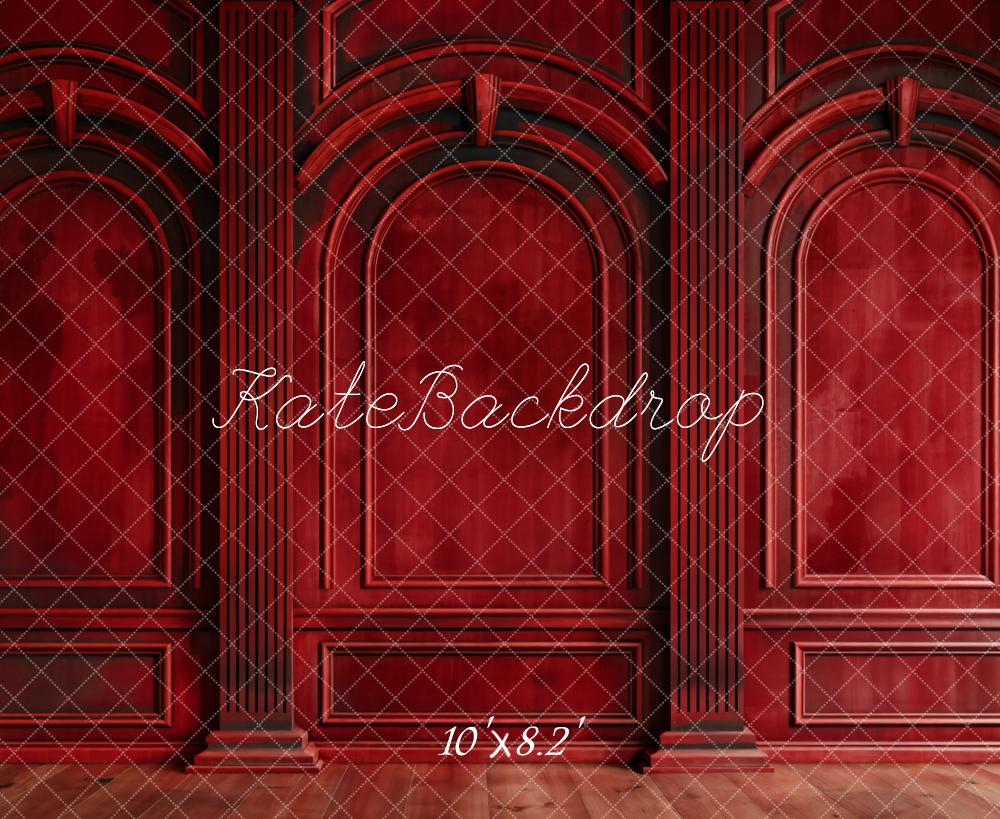 Kate Dark Red Retro Arch Wall Backdrop Designed by Chain Photography