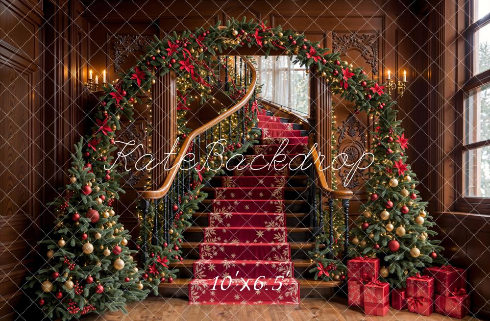 Kate Christmas Tree Arch Vintage Stairs Backdrop Designed by Emetselch