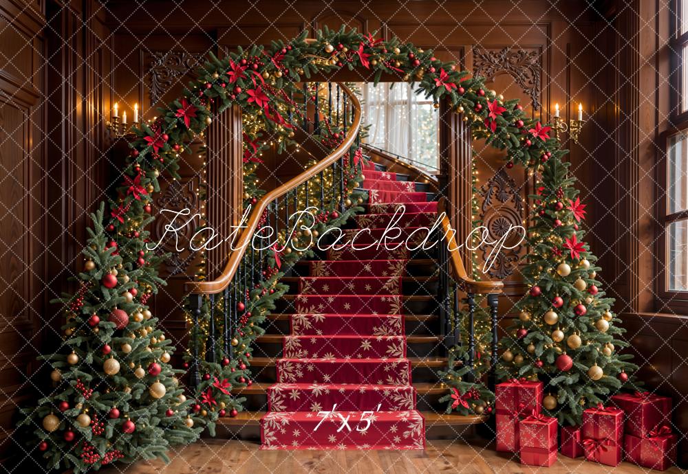 Fondo de Escaleras Vintage de Arco de Árbol de Navidad Designed by Emetselch