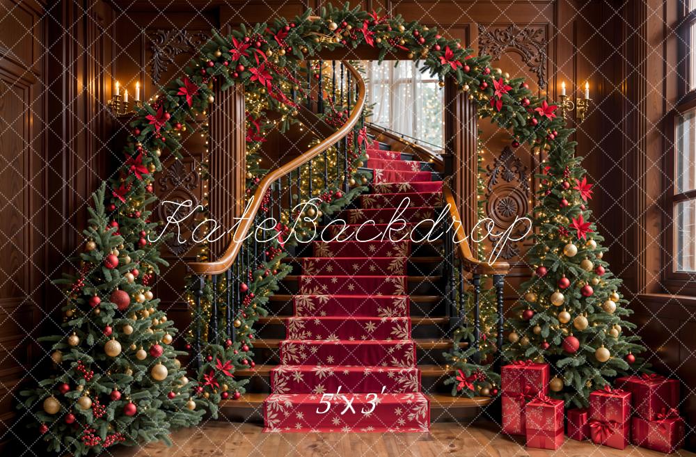 Fondo de Escaleras Vintage de Arco de Árbol de Navidad Designed by Emetselch