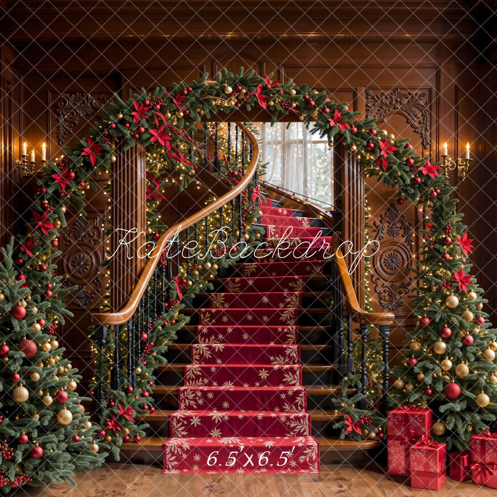 Fondo de Escaleras Vintage de Arco de Árbol de Navidad Designed by Emetselch