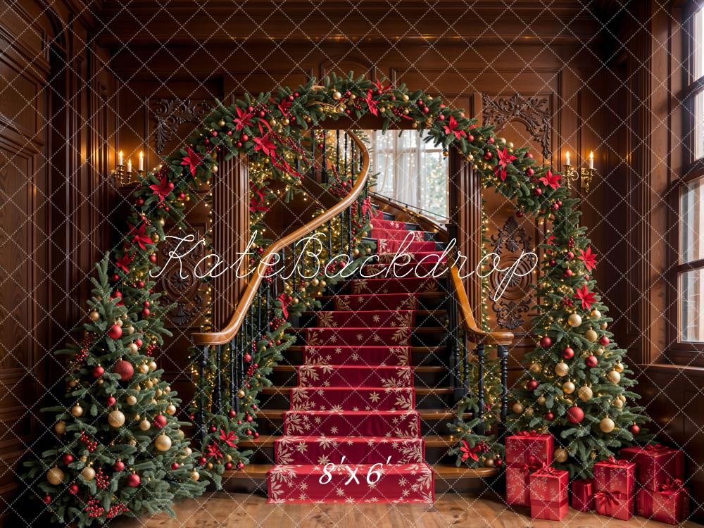 Kate Christmas Tree Arch Vintage Stairs Backdrop Designed by Emetselch