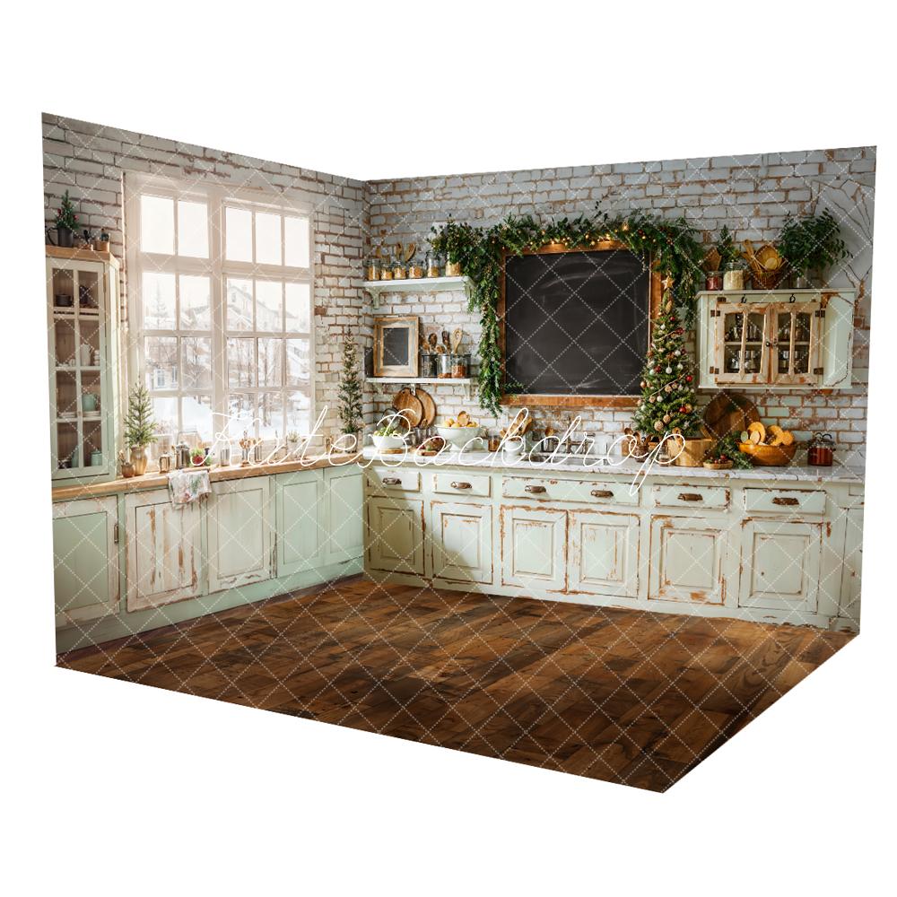 Kerstkeuken Vintage Kast Schoolbord Kamer Set