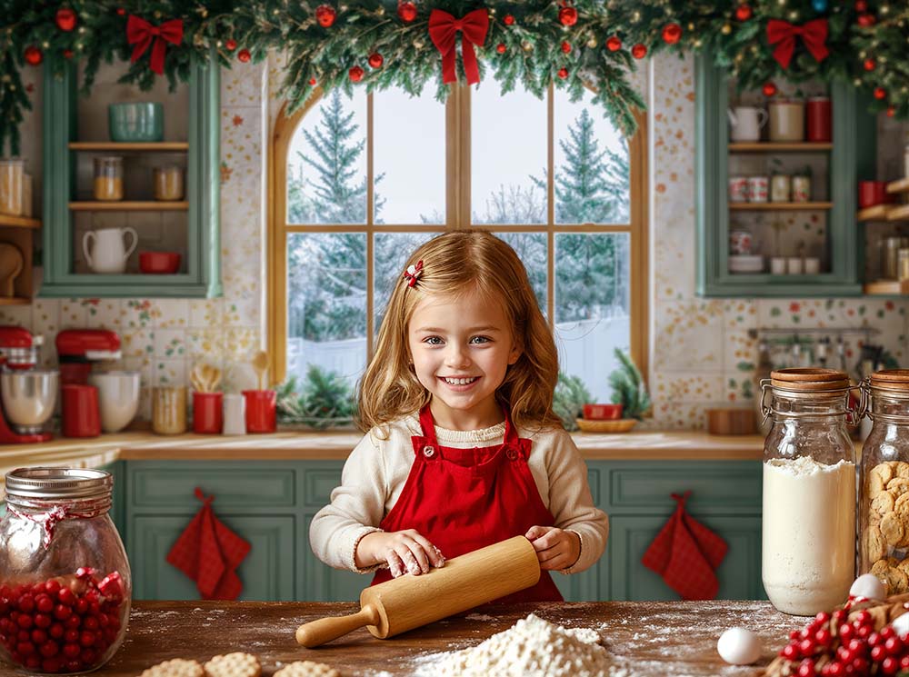 Kate Christmas Kitchen Green Cabinets Window Kitchenware Backdrop Designed by Emetselch