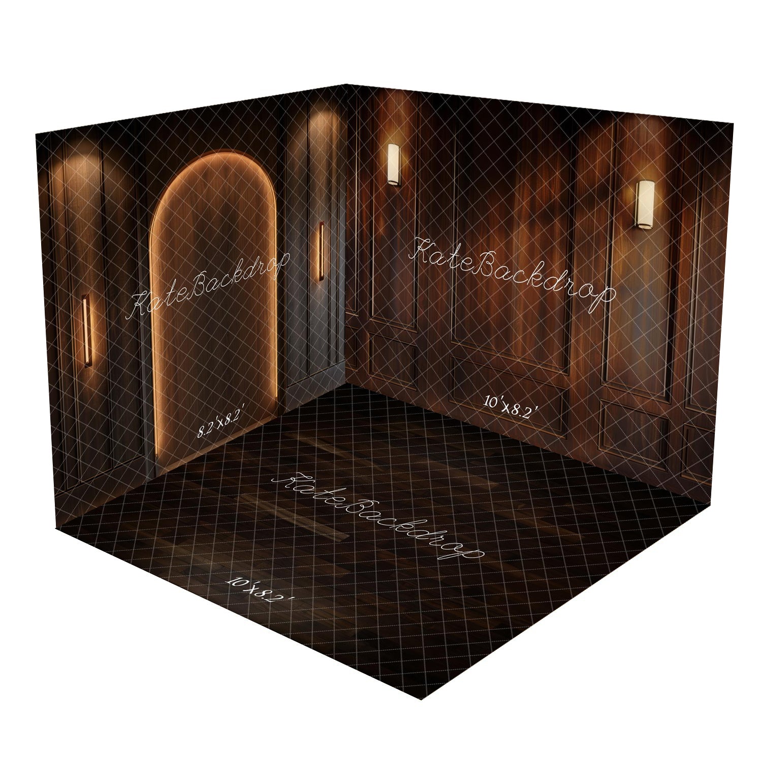 TEST Kate Brown Boudoir Wood Wall with Light Outline Room Set