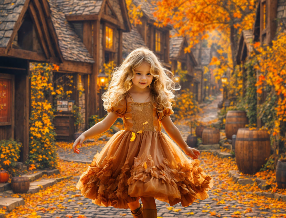 Kate Fall Village Street Maple Tree Backdrop Designed by Emetselch