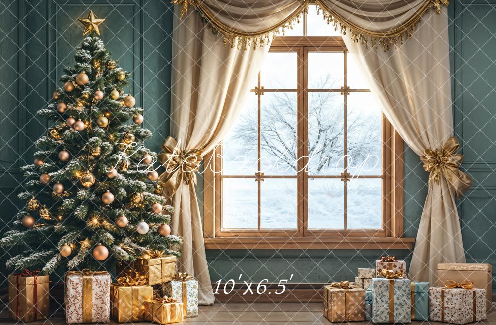 Cortinas de Ventana de Árbol de Navidad Regalos Fondo Diseñado por Emetselch