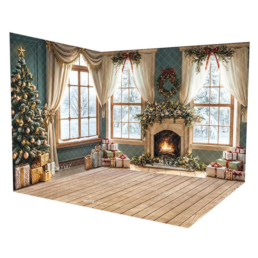 Conjunto de Ventana de Regalos de Chimenea de Navidad