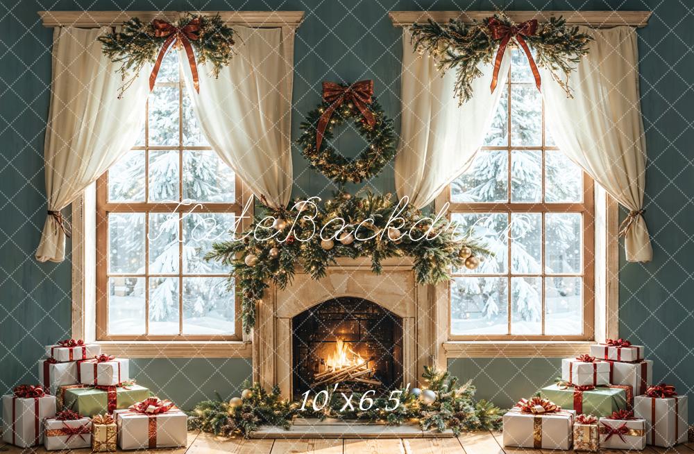 TEST Kate Christmas Fireplace Gifts Window Backdrop Designed by Emetselch